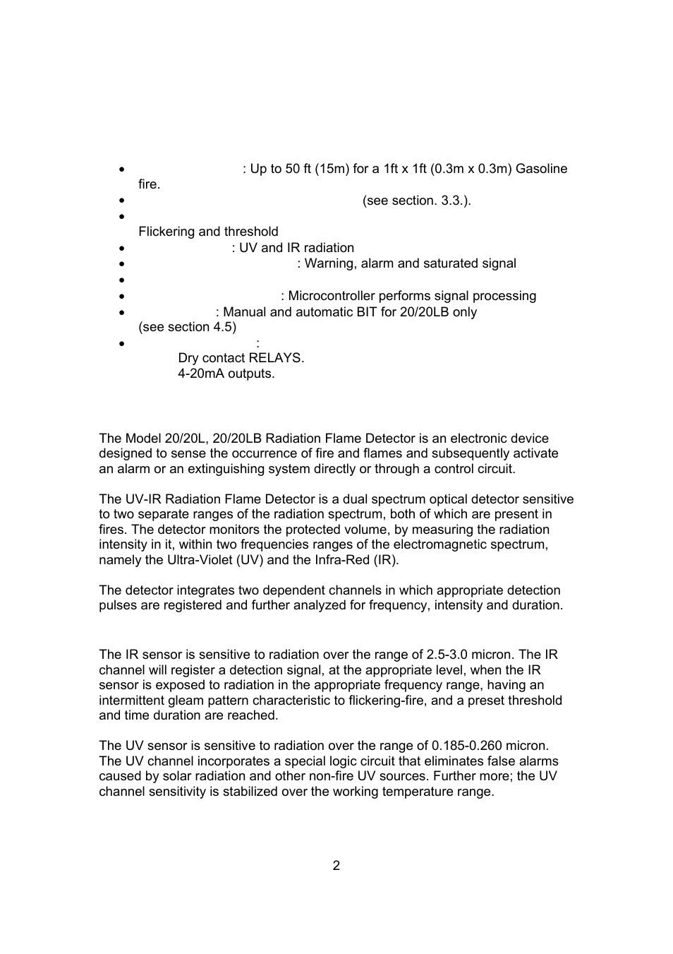 Technical description | Spectrex 20/20L (LB) - UV/IR Flame Detector User Manual | Page 10 / 59