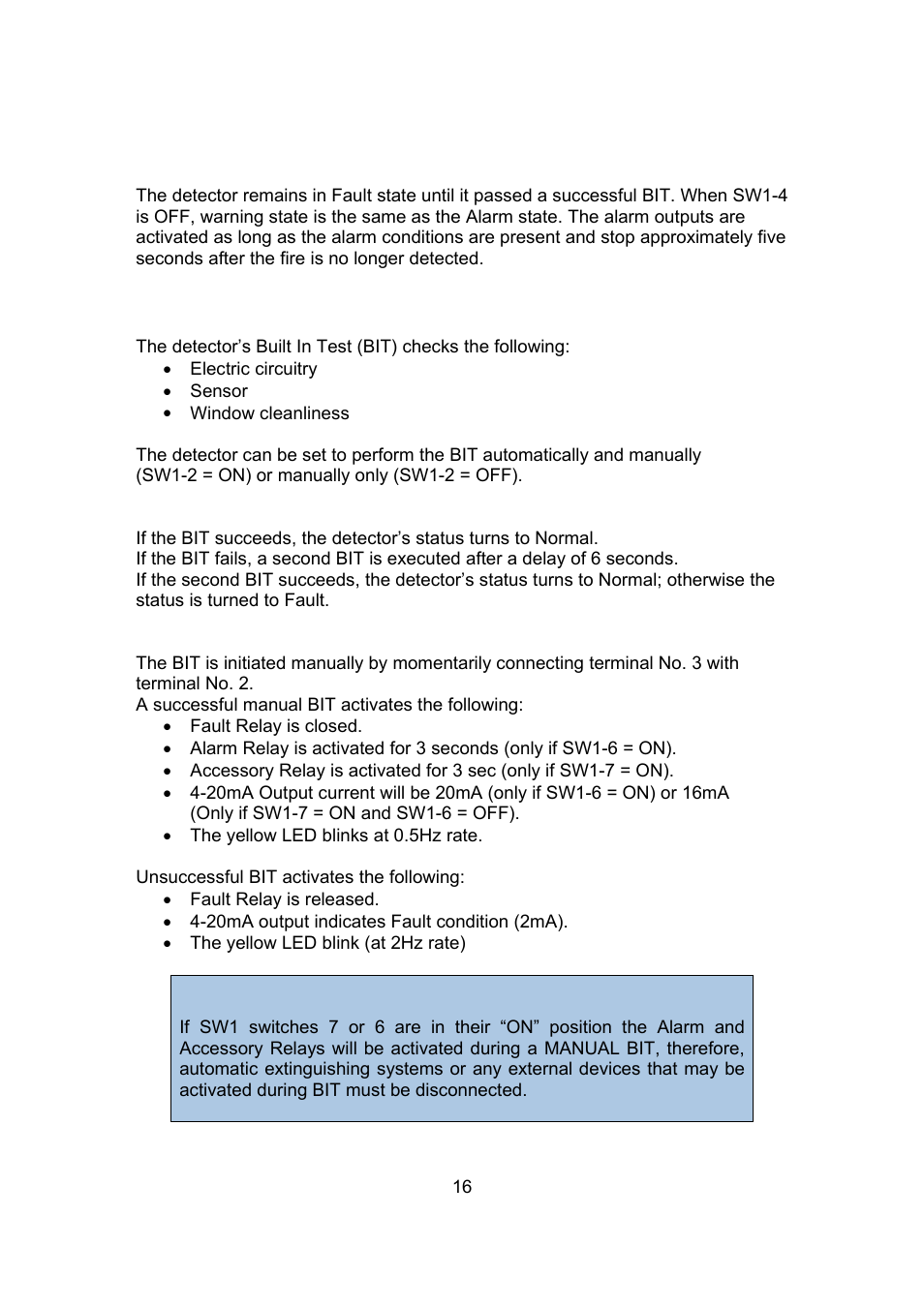 5 built-in-test (refer to 2.5) | Spectrex 20/20L (LB) - UV/IR Flame Detector User Manual | Page 24 / 59