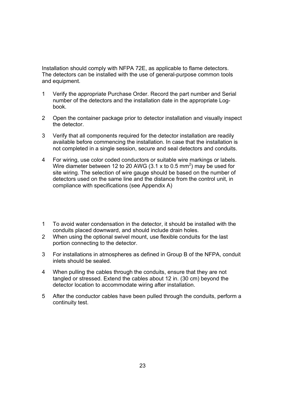 3 preparations for installation, 4 conduit installation | Spectrex 20/20L (LB) - UV/IR Flame Detector User Manual | Page 31 / 59