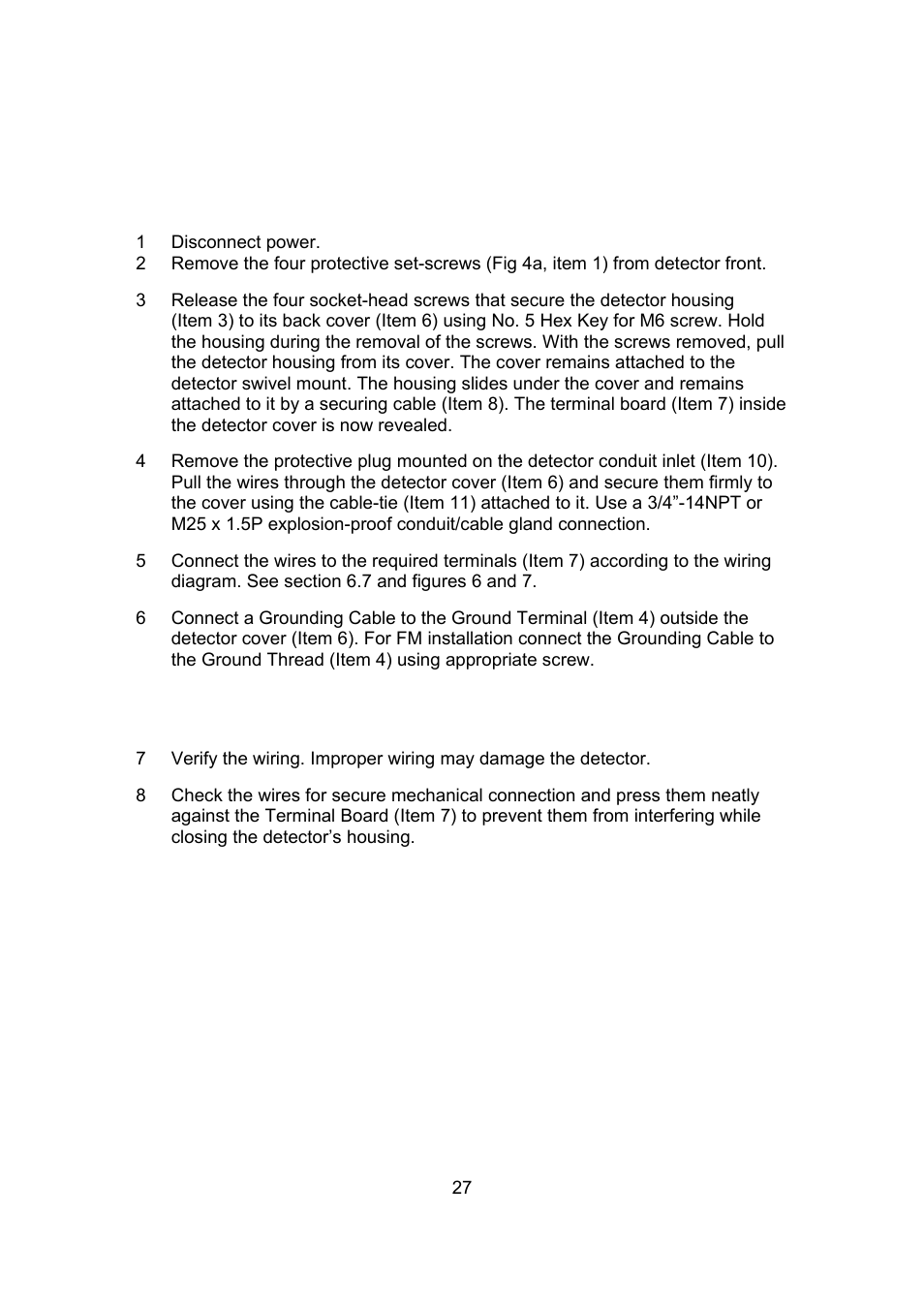 6 wiring (refer to fig. 5) | Spectrex 20/20L (LB) - UV/IR Flame Detector User Manual | Page 35 / 59