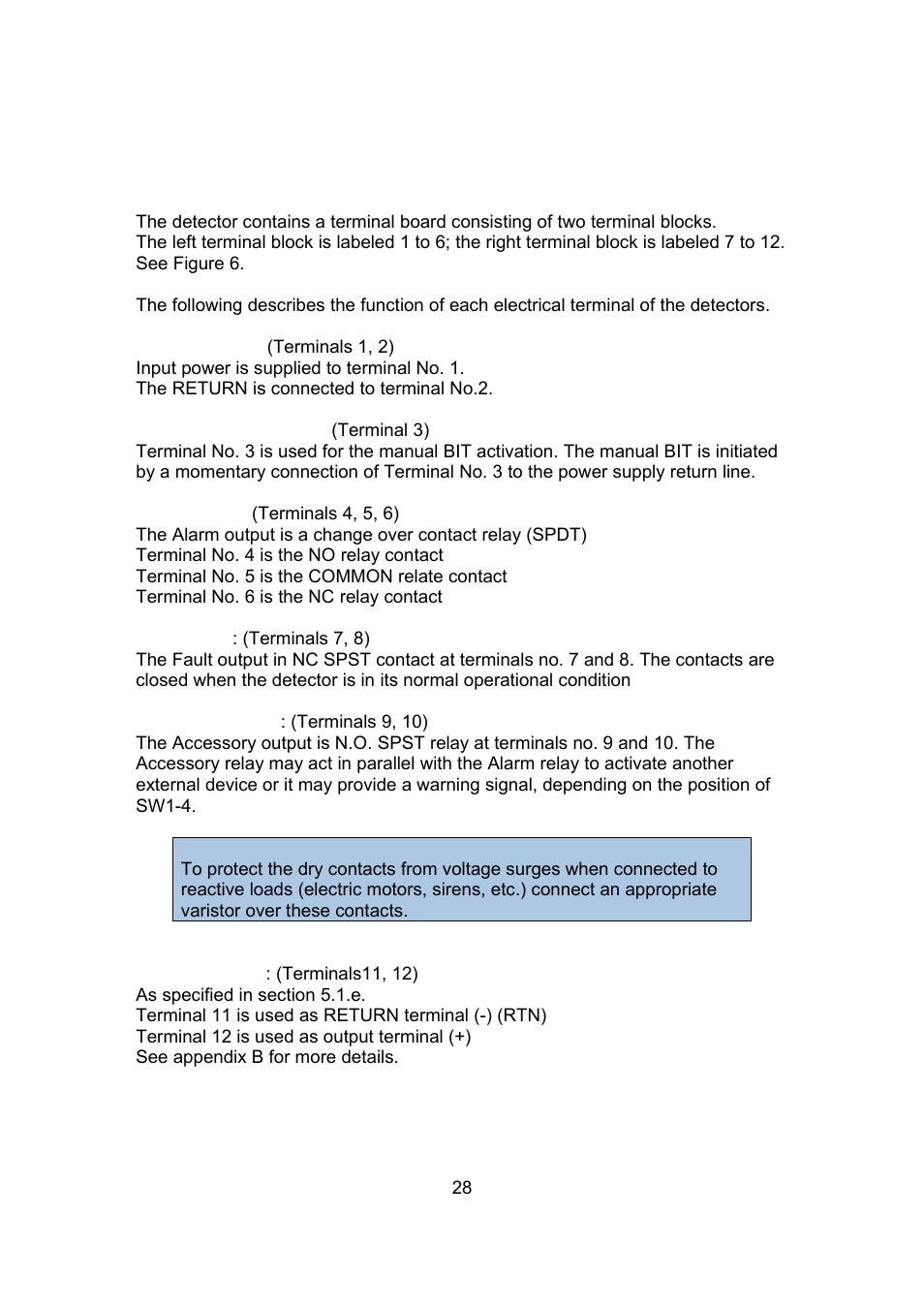 7 terminal wiring (figures 6,7) | Spectrex 20/20L (LB) - UV/IR Flame Detector User Manual | Page 36 / 59