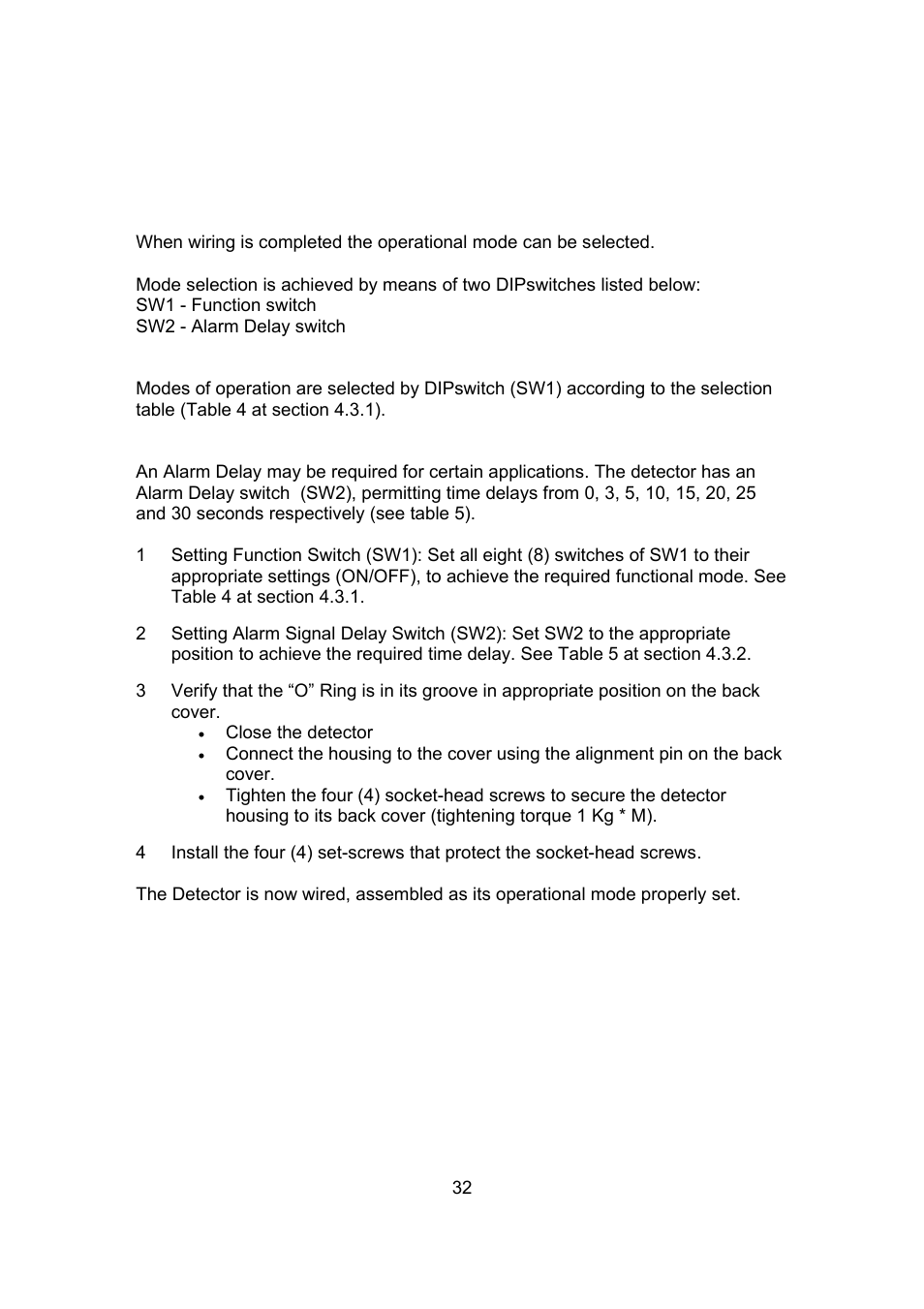 8 selection of operating modes | Spectrex 20/20L (LB) - UV/IR Flame Detector User Manual | Page 40 / 59