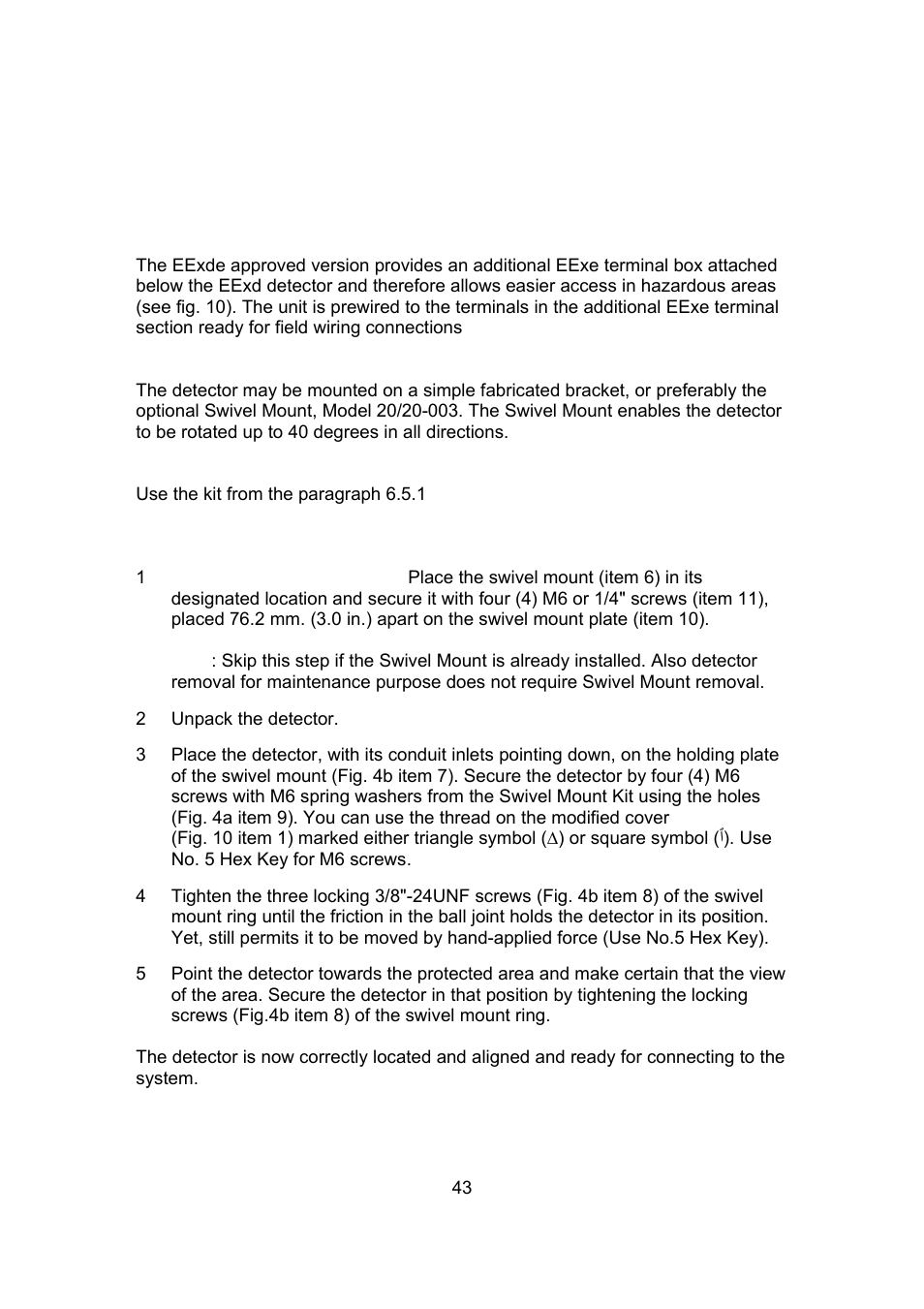 Appendix c. mounting the “eexde approved” version | Spectrex 20/20L (LB) - UV/IR Flame Detector User Manual | Page 51 / 59