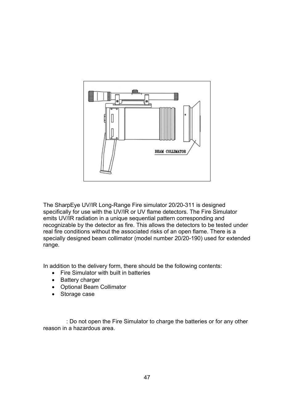 Appendix d. long range uv/ir fire simulator | Spectrex 20/20L (LB) - UV/IR Flame Detector User Manual | Page 55 / 59