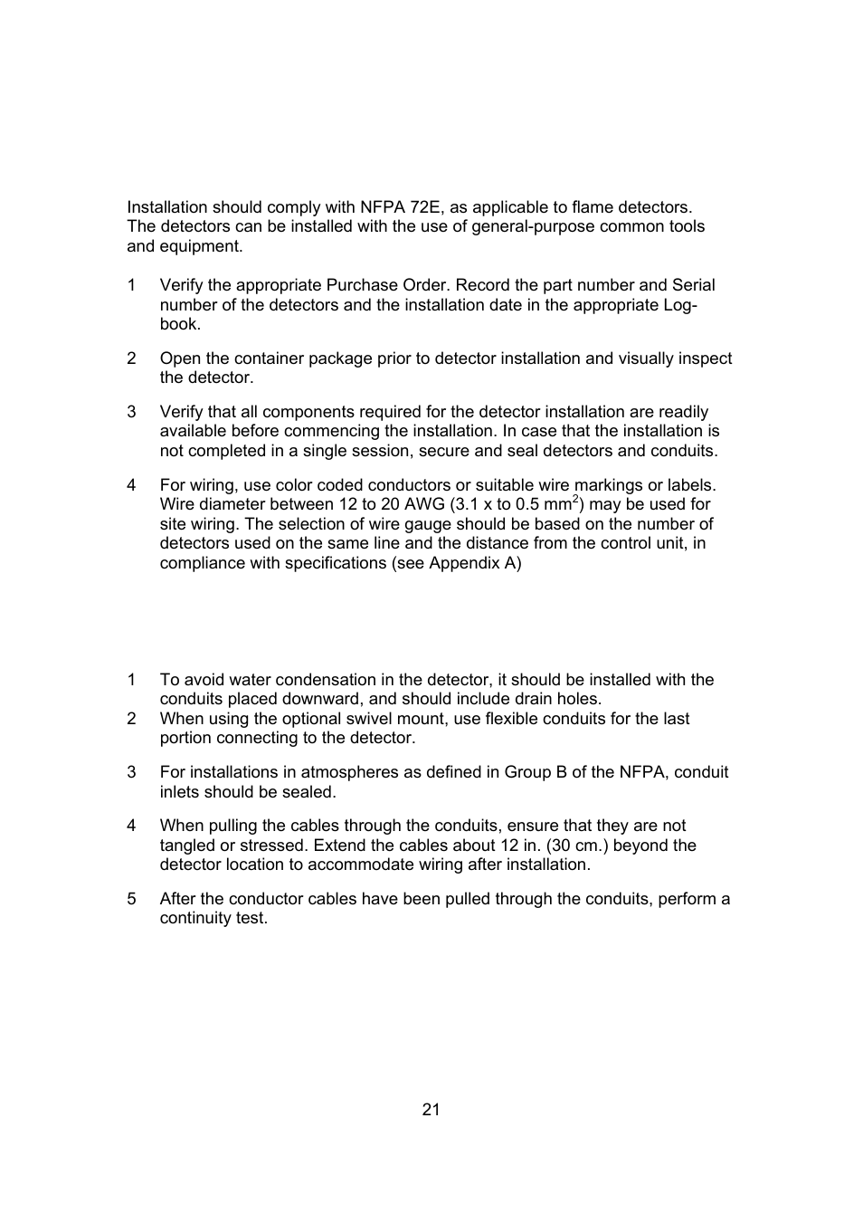 3 preparations for installation, 4 conduit installation | Spectrex 20/20U (UB) - UV Flame Detector User Manual | Page 29 / 57