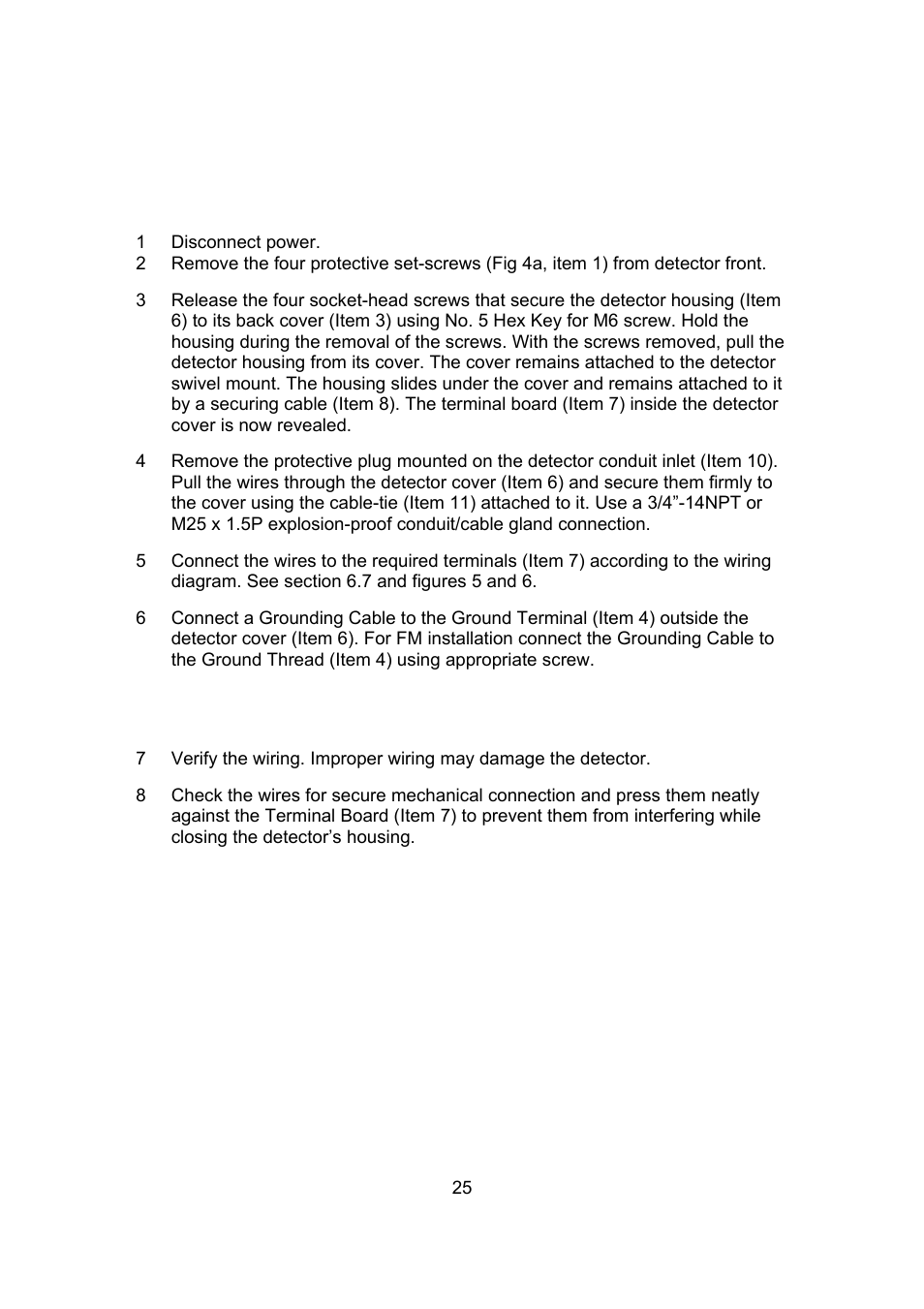 6 wiring (refer to fig. 5) | Spectrex 20/20U (UB) - UV Flame Detector User Manual | Page 33 / 57