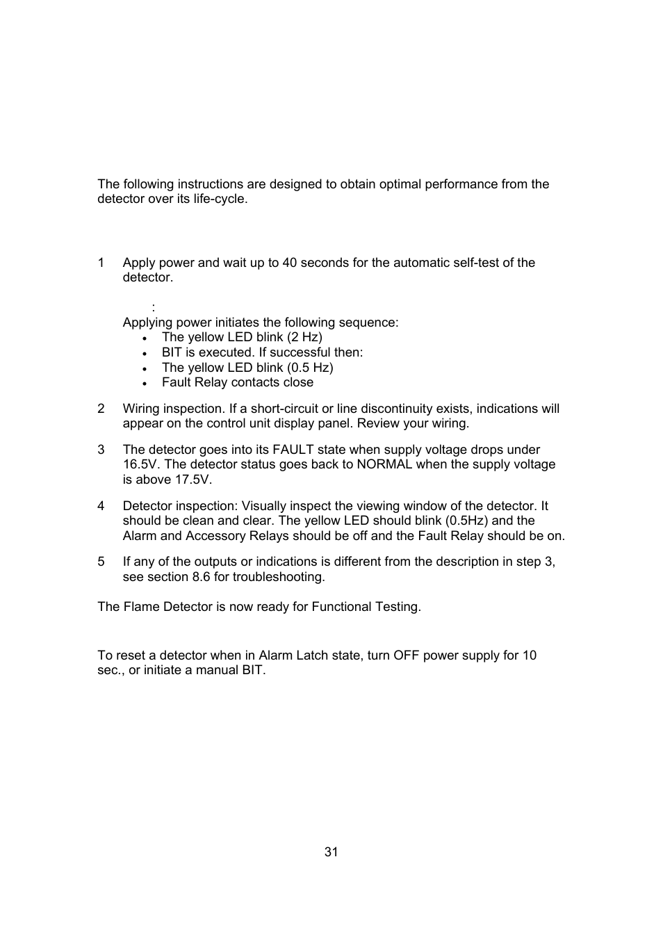 Operating instructions, 1 scope, 2 power-up | 3 reset | Spectrex 20/20U (UB) - UV Flame Detector User Manual | Page 39 / 57