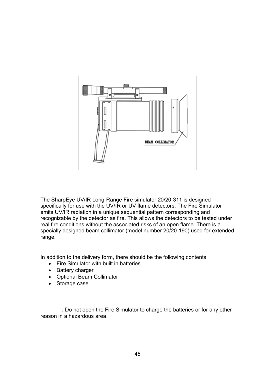 Appendix d. long range uv/ir fire simulator | Spectrex 20/20U (UB) - UV Flame Detector User Manual | Page 53 / 57