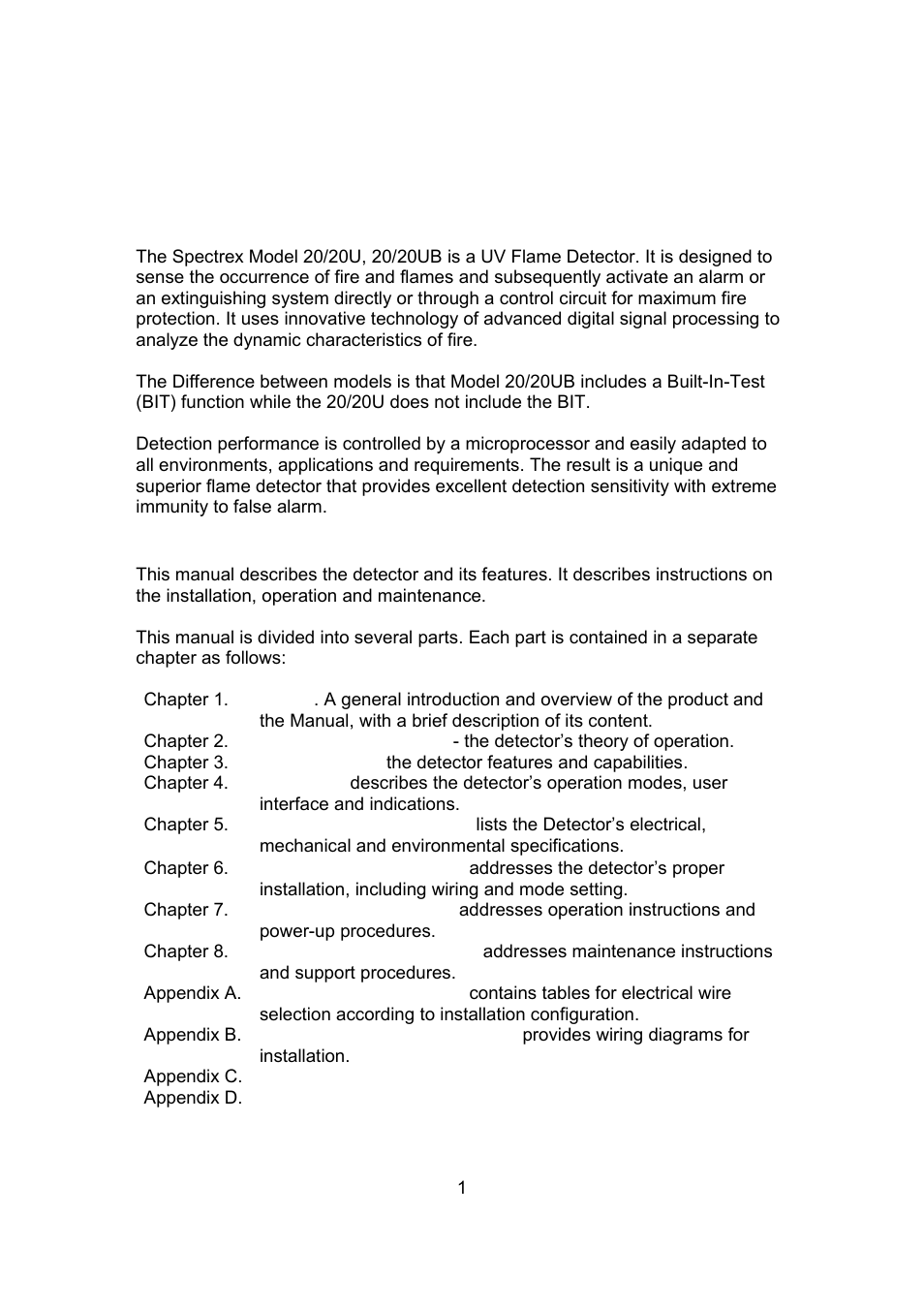 Scope | Spectrex 20/20U (UB) - UV Flame Detector User Manual | Page 9 / 57