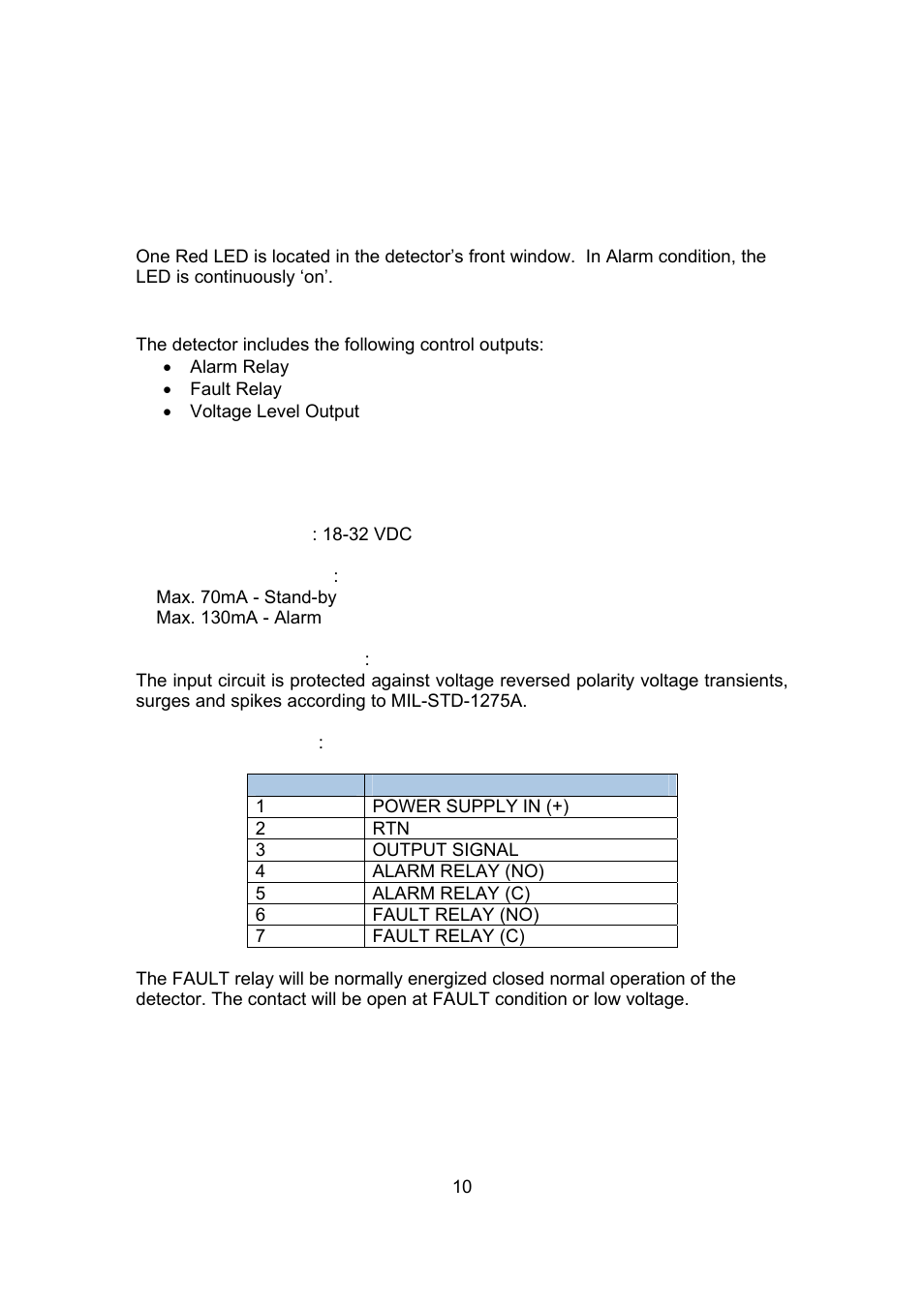 Operation, Technical specifications | Spectrex 20/20F - Fast UV/IR Flame Detector User Manual | Page 16 / 45