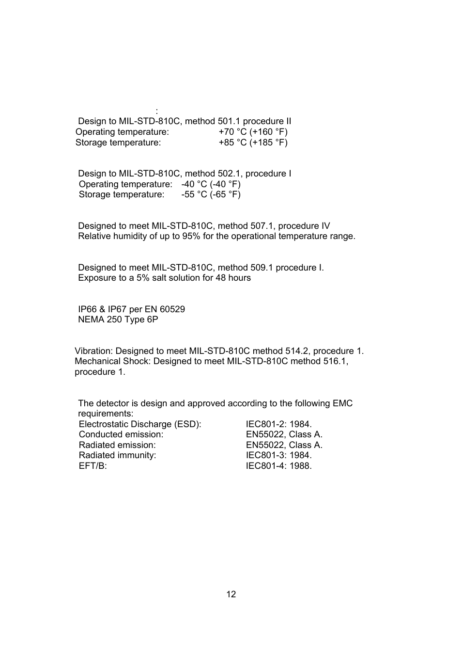 3 environmental specifications | Spectrex 20/20F - Fast UV/IR Flame Detector User Manual | Page 18 / 45