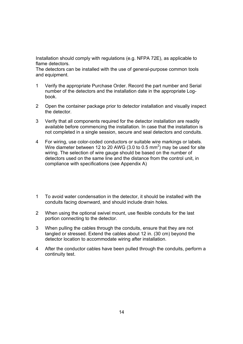 3 preparations for installation, 4 conduit installation | Spectrex 20/20F - Fast UV/IR Flame Detector User Manual | Page 20 / 45