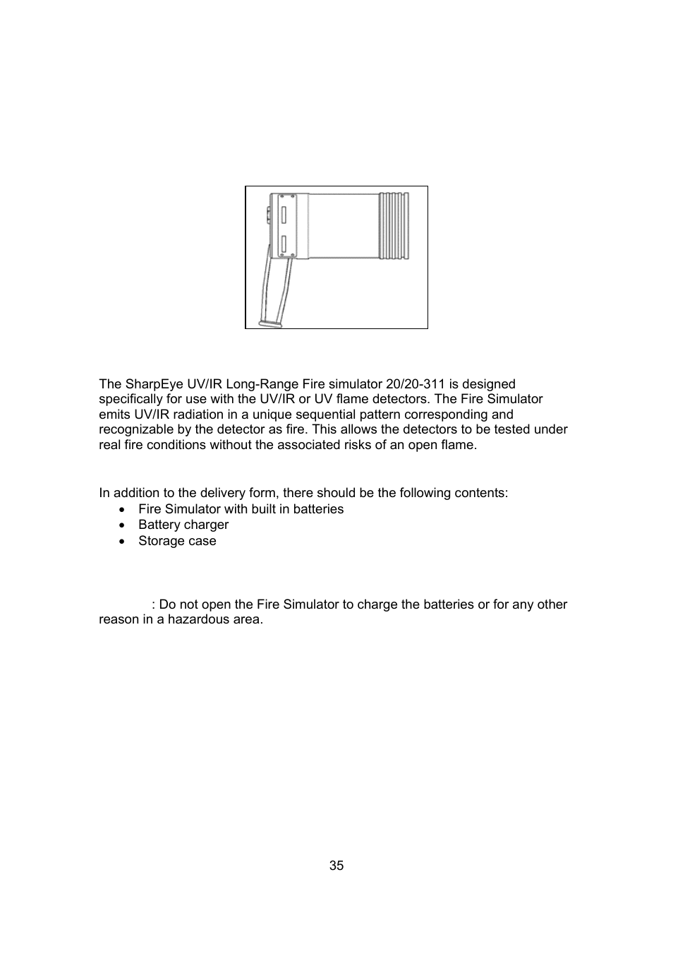 Appendix d. long range uv/ir fire simulator | Spectrex 20/20F - Fast UV/IR Flame Detector User Manual | Page 41 / 45