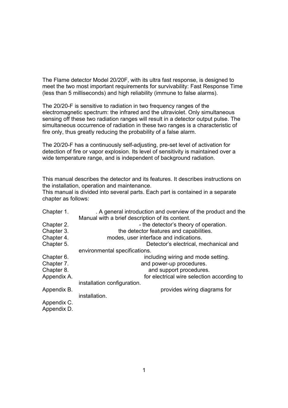 Scope | Spectrex 20/20F - Fast UV/IR Flame Detector User Manual | Page 7 / 45