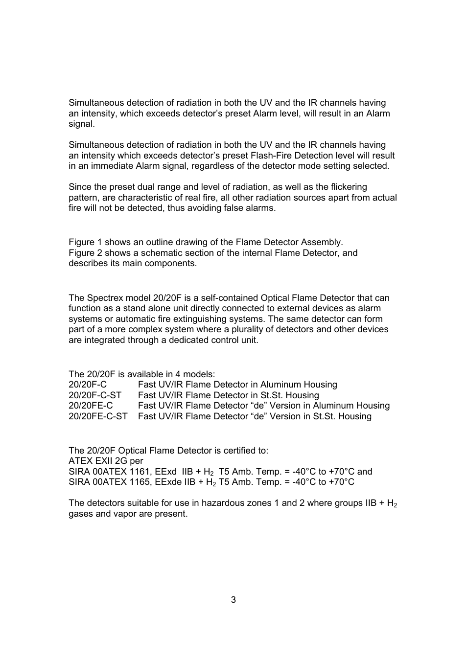 3 detection levels, 4 detector structure, 5 system configuration | 6 detector type, 7 product marking | Spectrex 20/20F - Fast UV/IR Flame Detector User Manual | Page 9 / 45