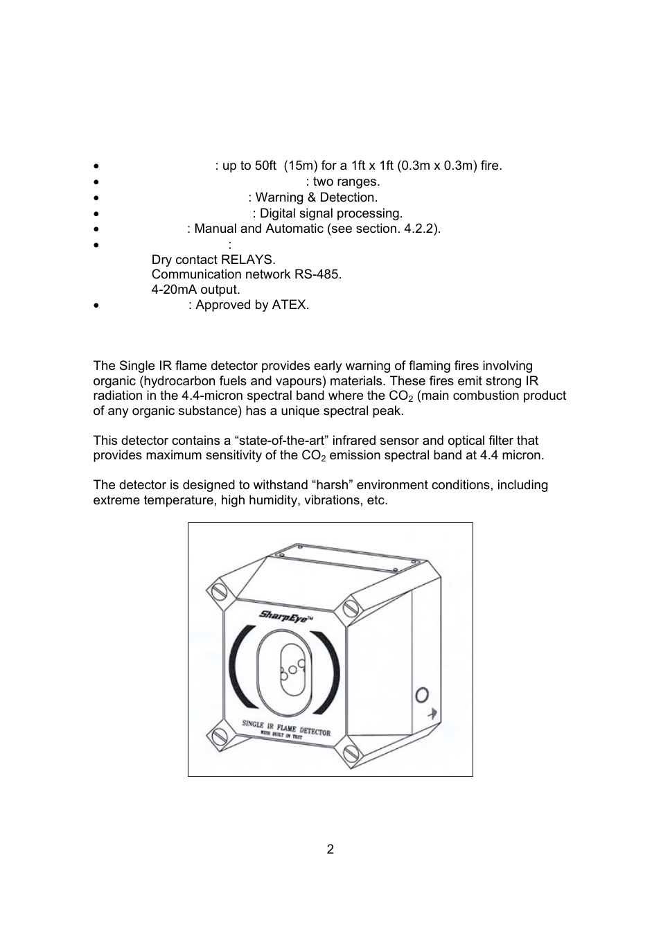 Technical description | Spectrex 20/20R - Single IR Flame Detector User Manual | Page 10 / 62