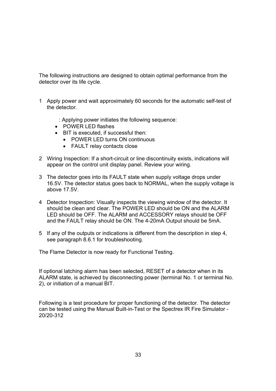 Operating instructions | Spectrex 20/20R - Single IR Flame Detector User Manual | Page 41 / 62