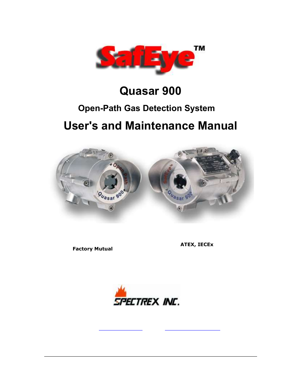 Spectrex Quasar 900 Open-Path Gas Detection System User Manual | 72 pages