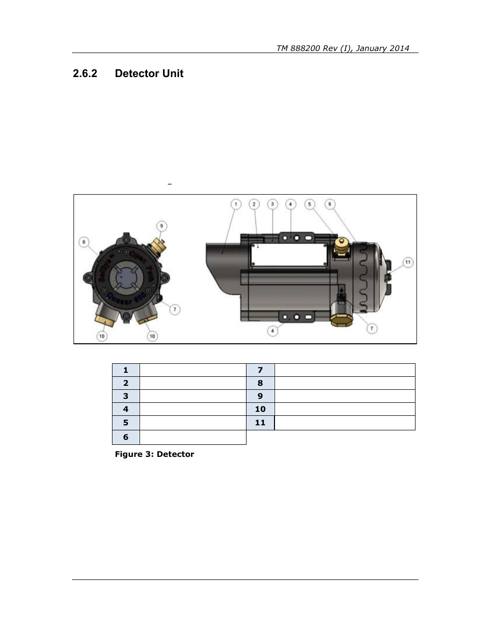 2 detector unit, Detector unit, Figure 3: detector | Spectrex Quasar 900 Open-Path Gas Detection System User Manual | Page 23 / 72