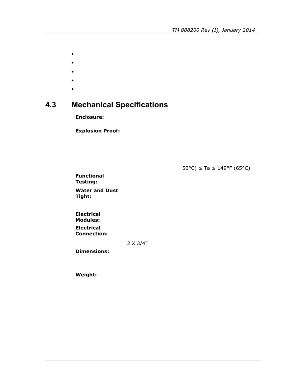 3 mechanical specifications, Mechanical specifications | Spectrex Quasar 900 Open-Path Gas Detection System User Manual | Page 33 / 72