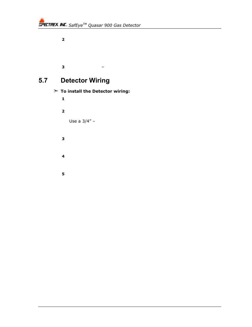 7 detector wiring, Detector wiring | Spectrex Quasar 900 Open-Path Gas Detection System User Manual | Page 42 / 72