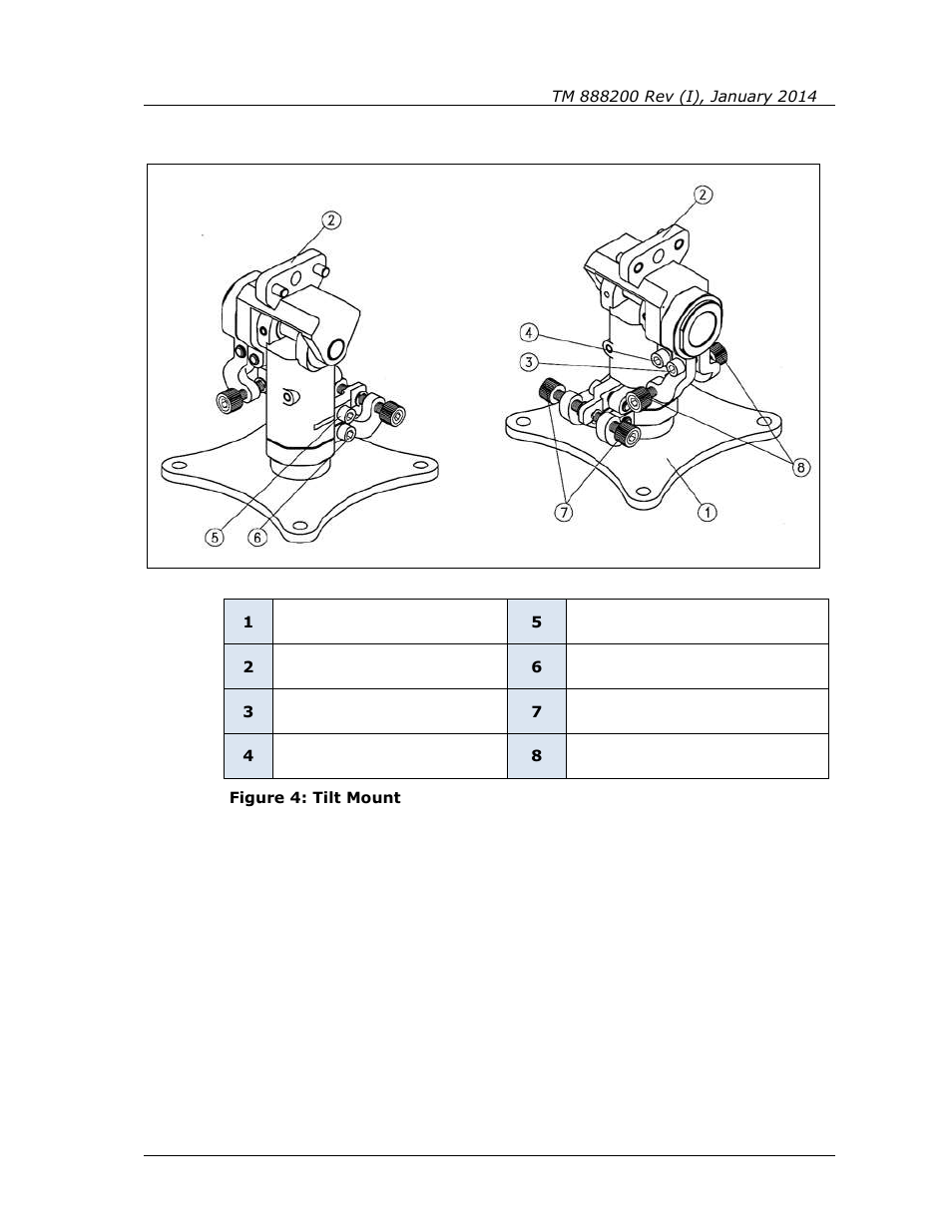 Figure 4: tilt mount | Spectrex Quasar 900 Open-Path Gas Detection System User Manual | Page 43 / 72