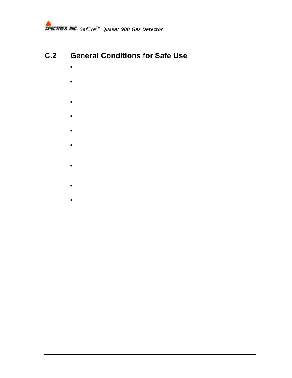 General conditions for safe use, C.2 general conditions for safe use | Spectrex Quasar 900 Open-Path Gas Detection System User Manual | Page 70 / 72