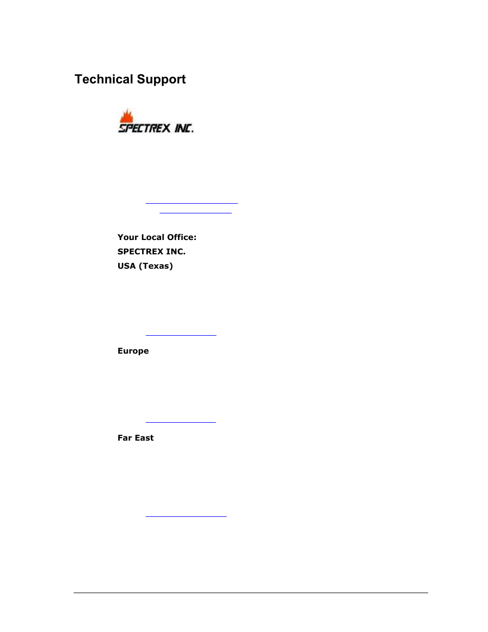 Technical support | Spectrex Quasar 900 Open-Path Gas Detection System User Manual | Page 71 / 72