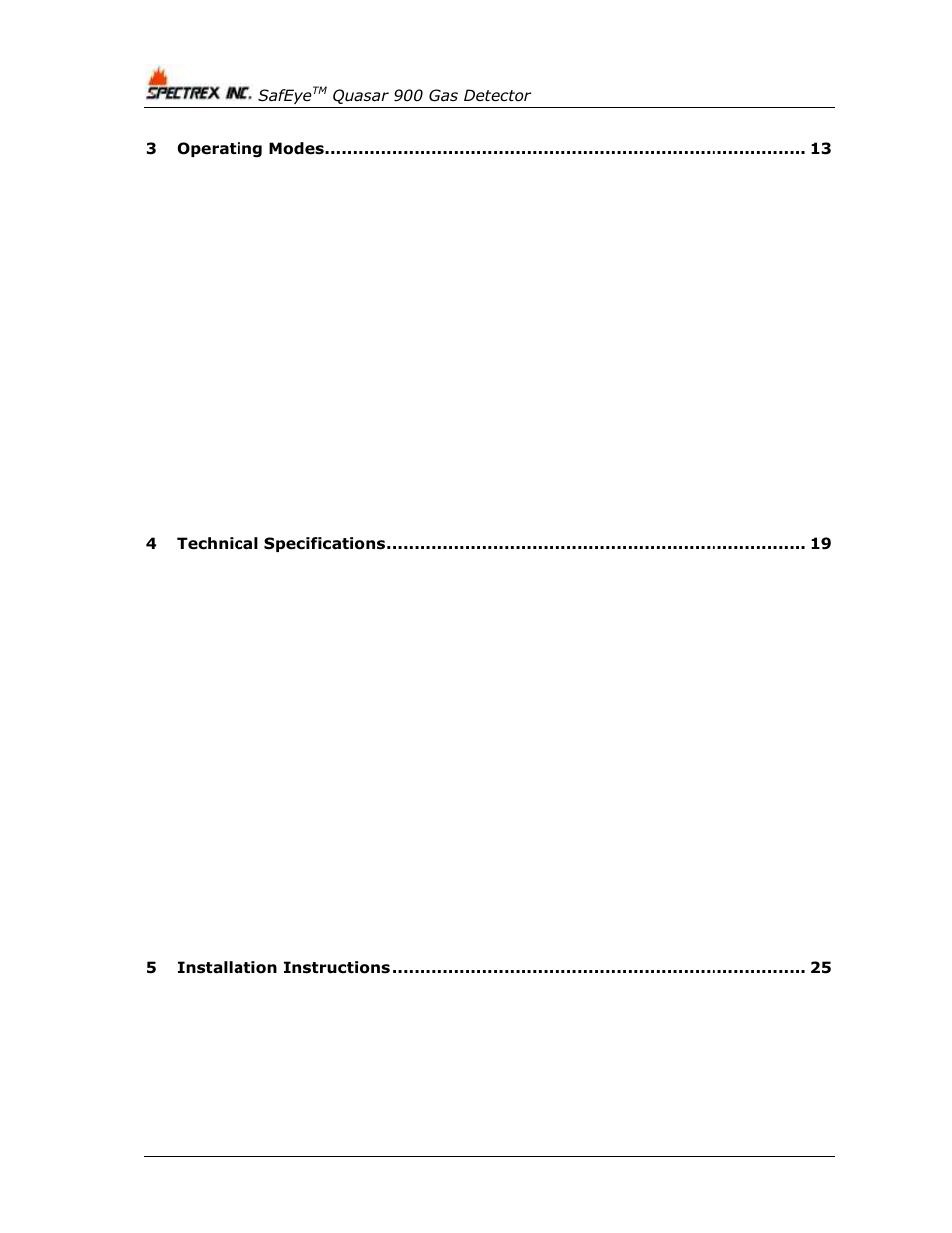 Spectrex Quasar 900 Open-Path Gas Detection System User Manual | Page 8 / 72