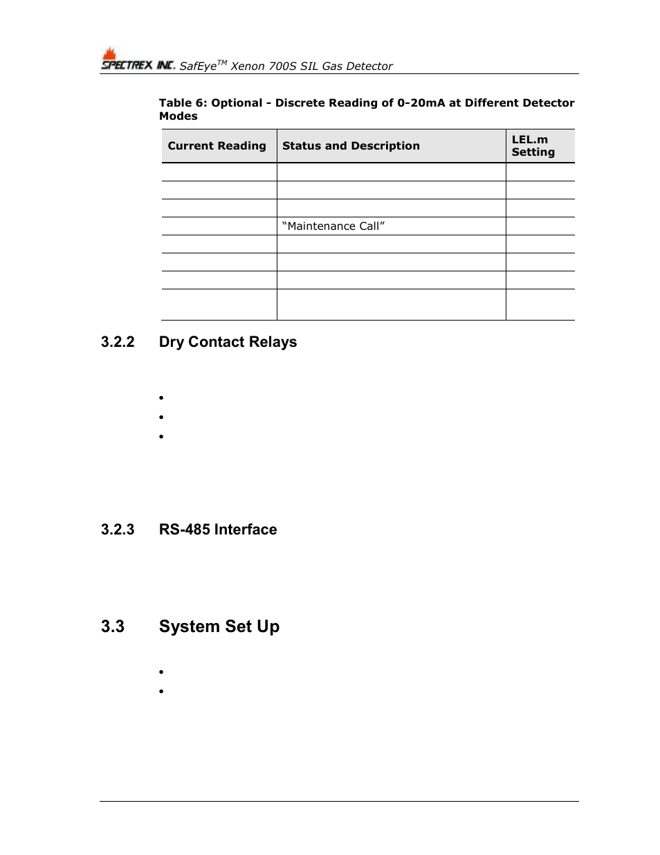 2 dry contact relays, 3 rs-485 interface, 3 system set up | Dry contact relays, Rs-485 interface, System set up | Spectrex Xenon 700 SIL Open-Path Gas Detection System User Manual | Page 30 / 76