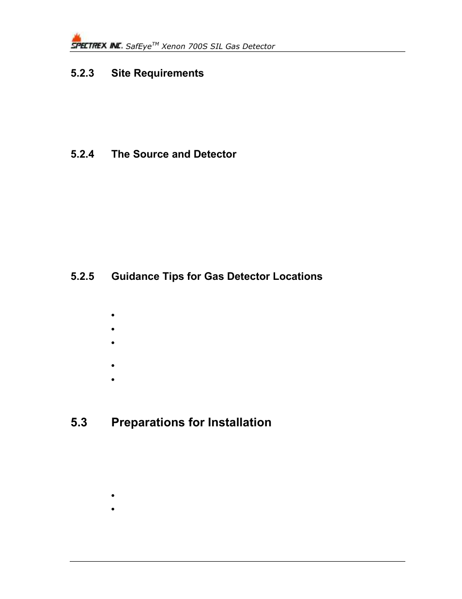 3 site requirements, 4 the source and detector, 5 guidance tips for gas detector locations | 3 preparations for installation, Site requirements, The source and detector, Guidance tips for gas detector locations, Preparations for installation | Spectrex Xenon 700 SIL Open-Path Gas Detection System User Manual | Page 42 / 76