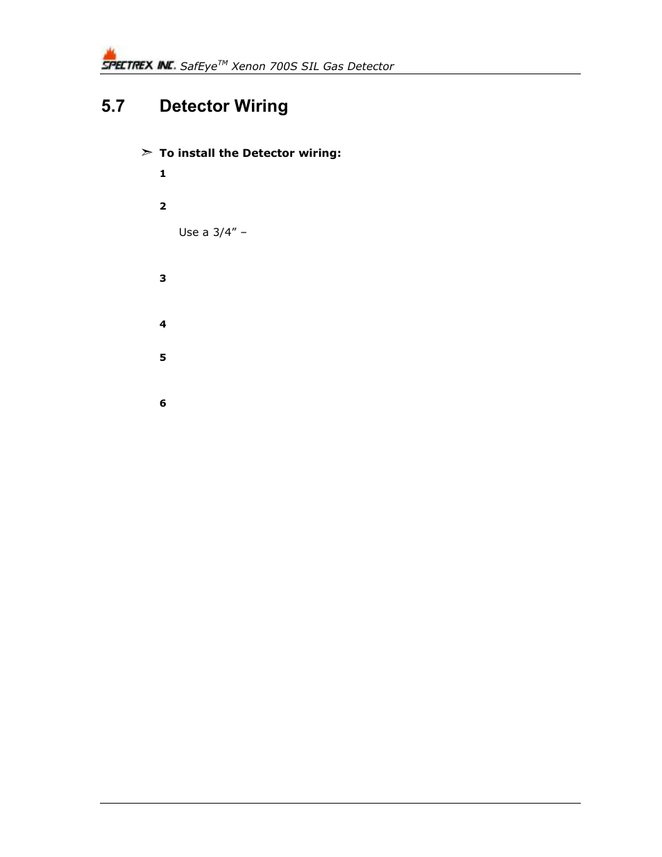 7 detector wiring, Detector wiring | Spectrex Xenon 700 SIL Open-Path Gas Detection System User Manual | Page 46 / 76