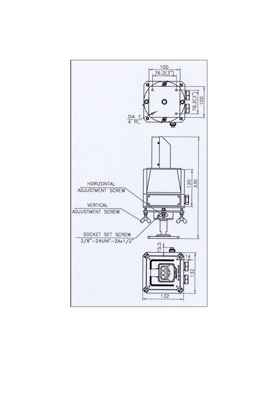 Appendix c: outline drawing | Spectrex Series 300 Open-Path Gas Detection System User Manual | Page 67 / 74