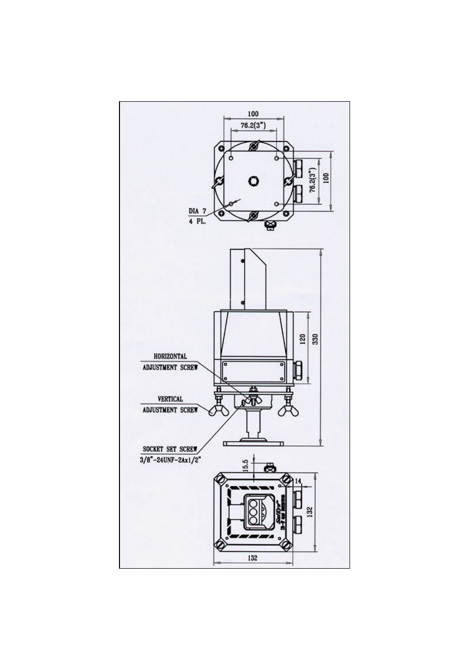 Appendix c: outline drawing | Spectrex Series 200 Open-Path Gas Detection System User Manual | Page 69 / 78