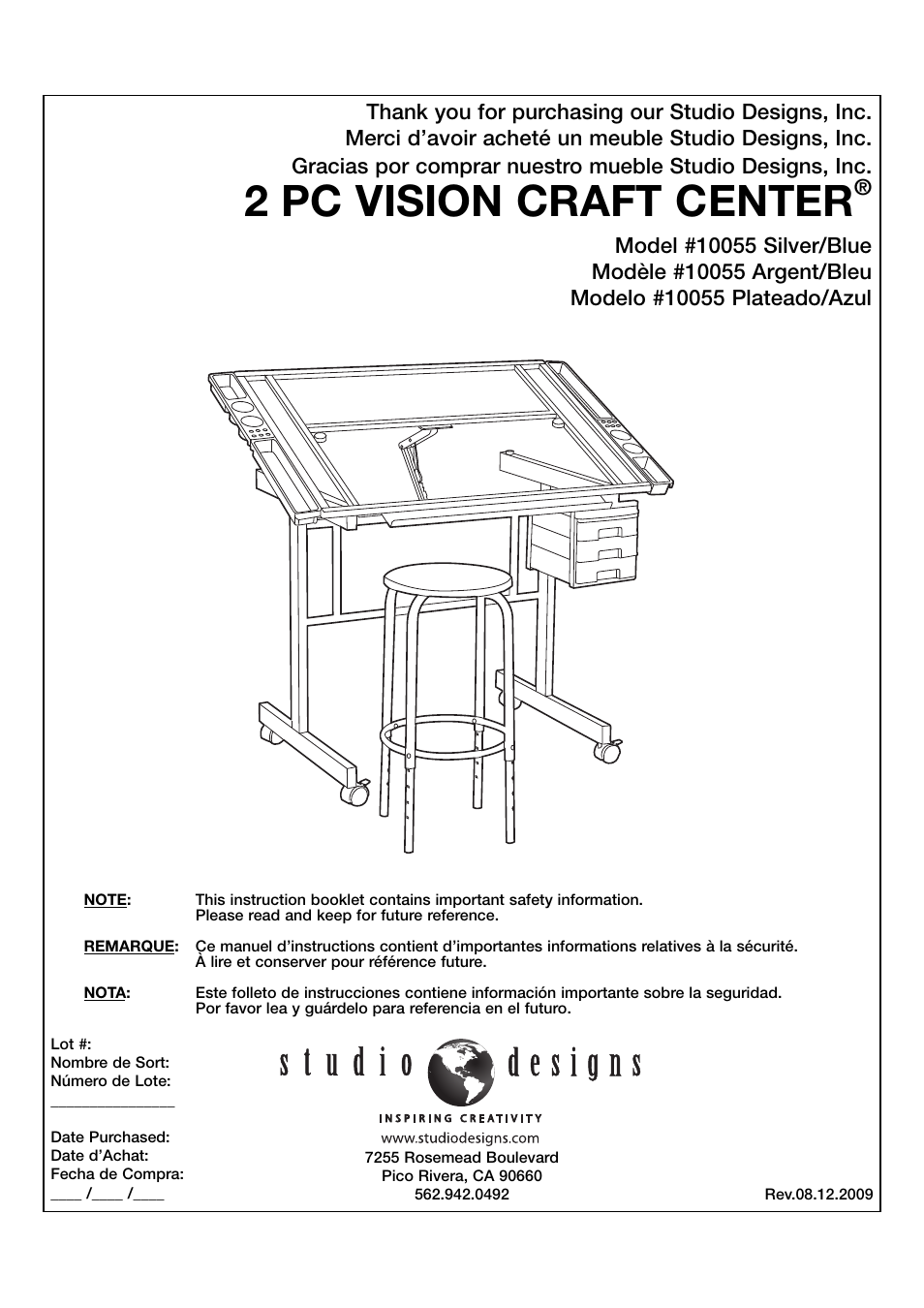 Studio Designs 2 Pc Vision Craft Center User Manual | 14 pages