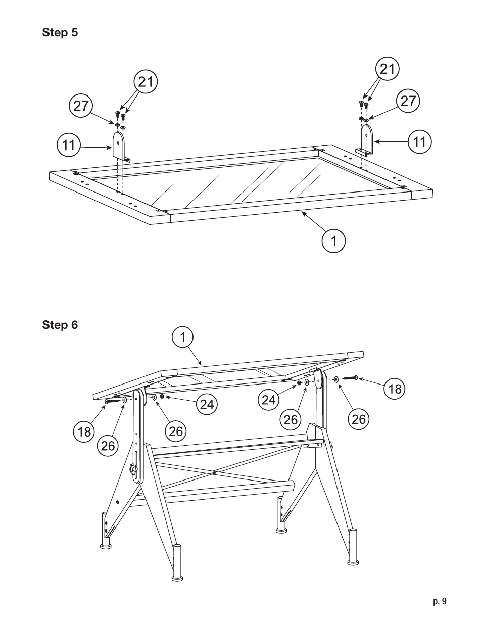 Studio Designs Aries Glass Top Drafting Table User Manual | Page 9 / 11