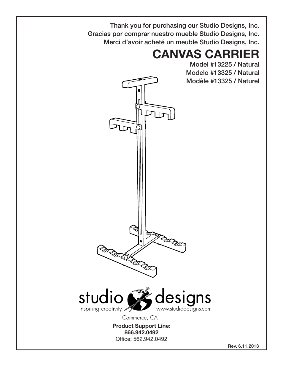 Studio Designs Canvas Carrier User Manual | 6 pages