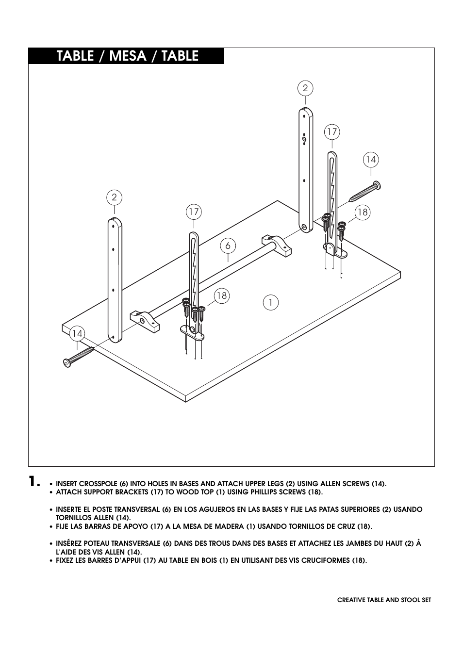 Table / mesa / table | Studio Designs Creative Table and Stool Set User Manual | Page 6 / 12