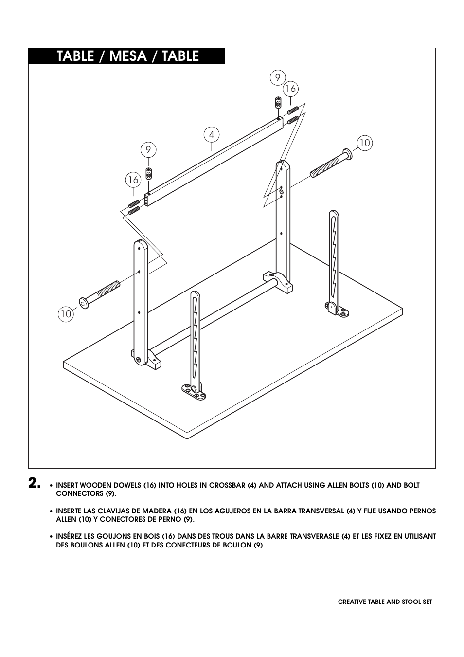 Table / mesa / table | Studio Designs Creative Table and Stool Set User Manual | Page 7 / 12