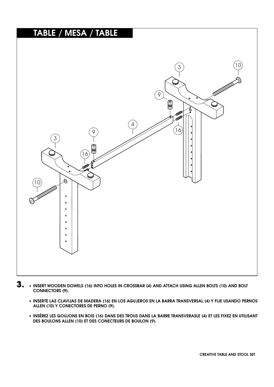 Table / mesa / table | Studio Designs Creative Table and Stool Set User Manual | Page 8 / 12