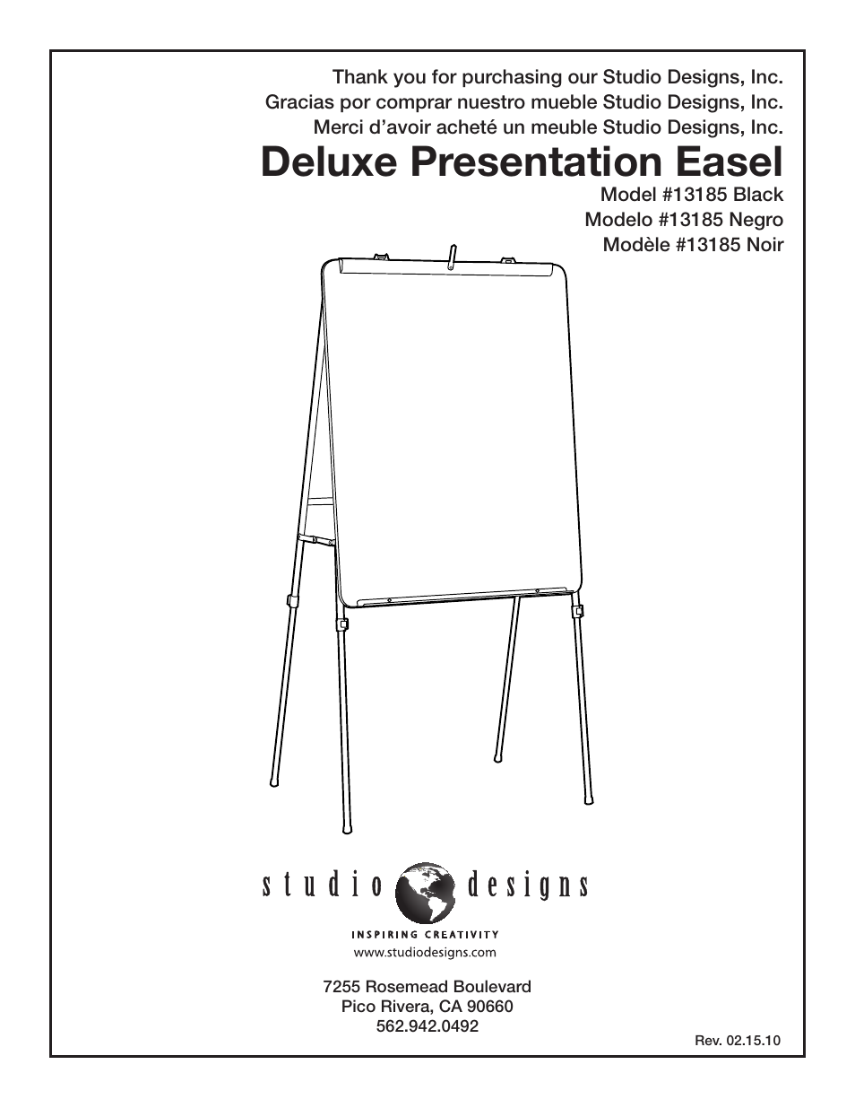 Studio Designs Deluxe Presentation Easel User Manual | 6 pages