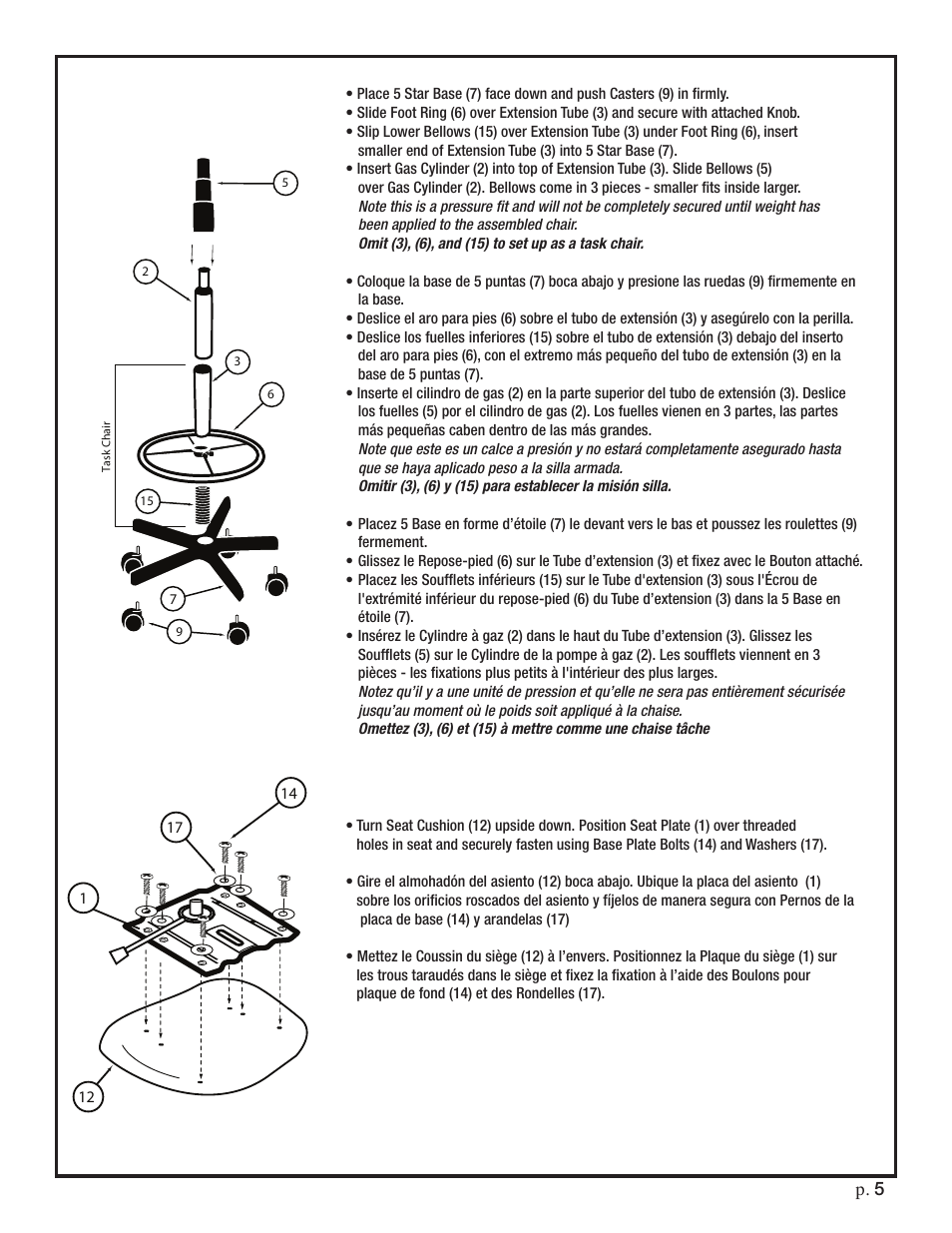 P. 5 | Studio Designs Ergo Pro Chair User Manual | Page 5 / 8