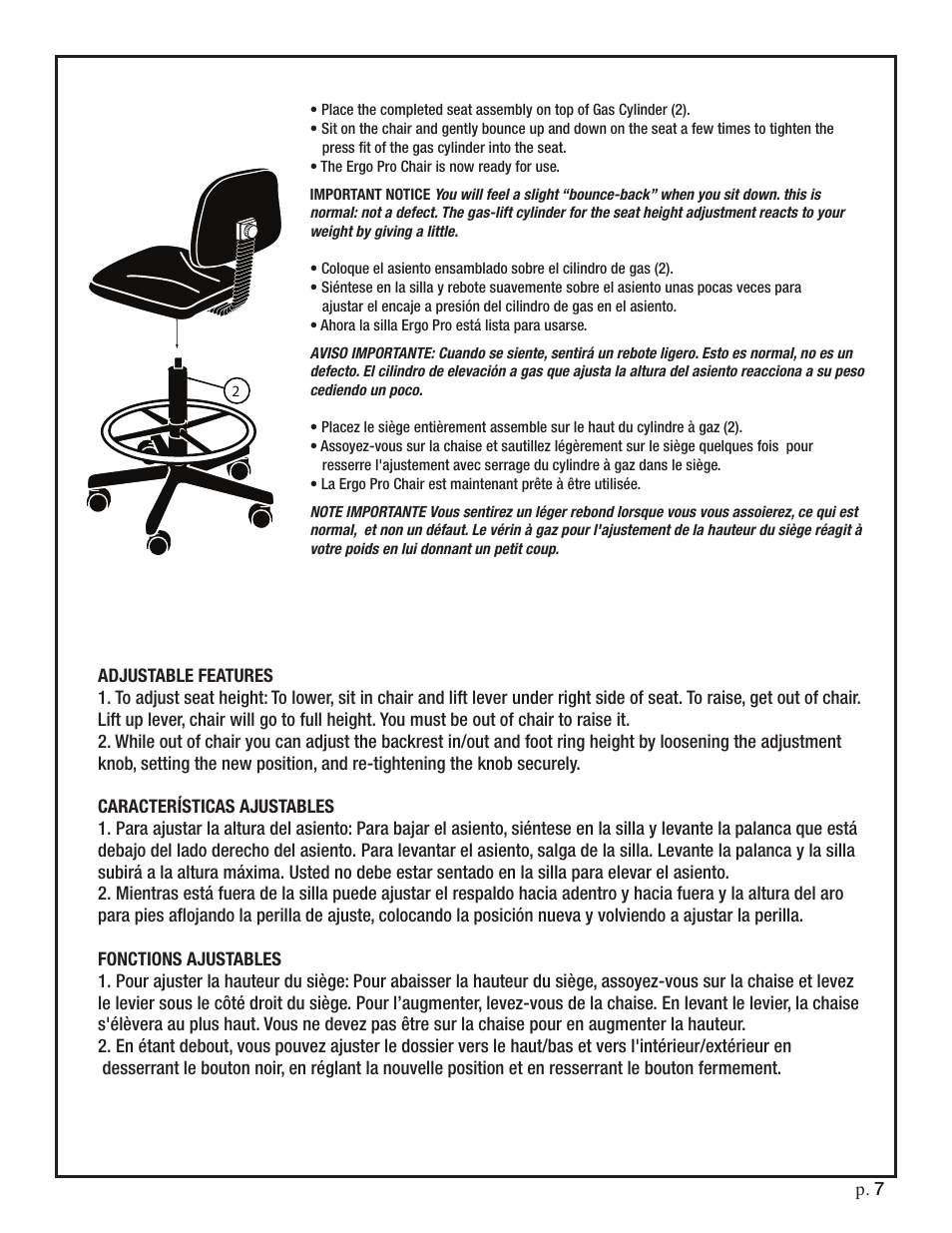 Studio Designs Ergo Pro Chair User Manual | Page 7 / 8