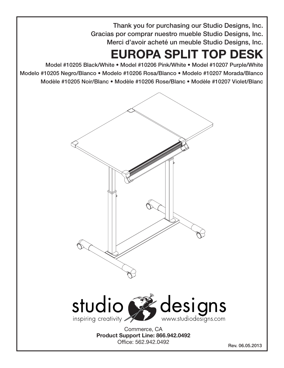 Studio Designs Europa Split Top Desk User Manual | 10 pages