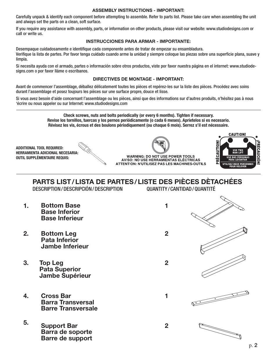 Studio Designs Europa Split Top Desk User Manual | Page 2 / 10