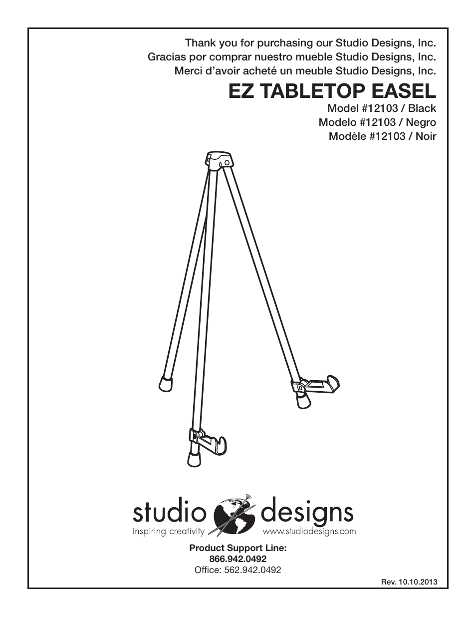 Studio Designs EZ Tabletop Easel User Manual | 2 pages