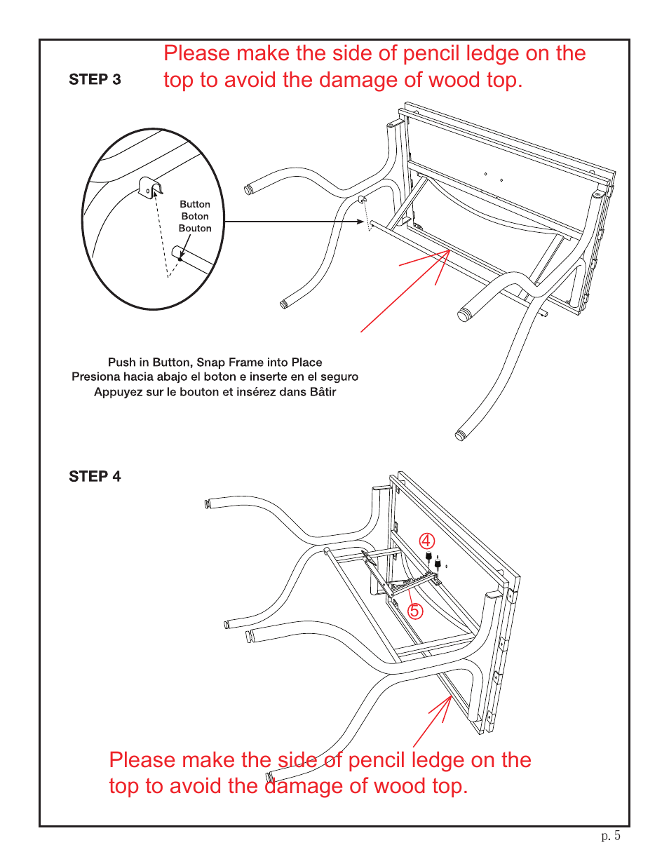 Studio Designs Folding Craft Station with Wood Top User Manual | Page 5 / 7