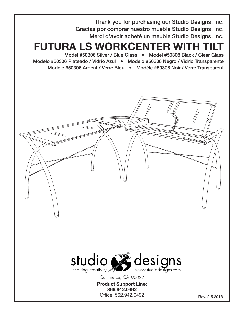 Studio Designs Futura LS WorkCenter with Tilt User Manual | 12 pages