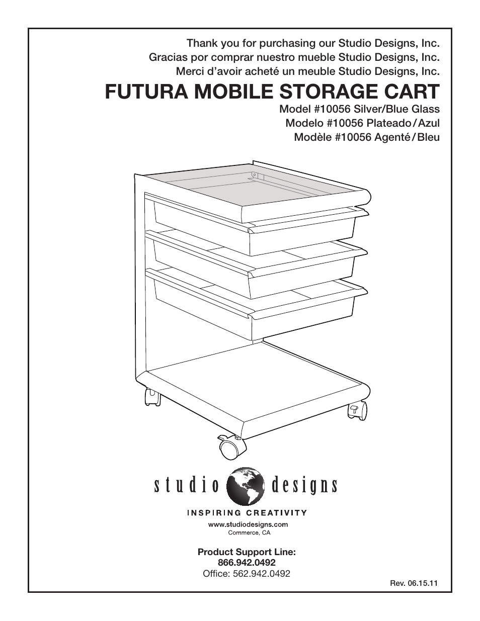 Studio Designs Futura Mobile Storage Cart User Manual | 9 pages