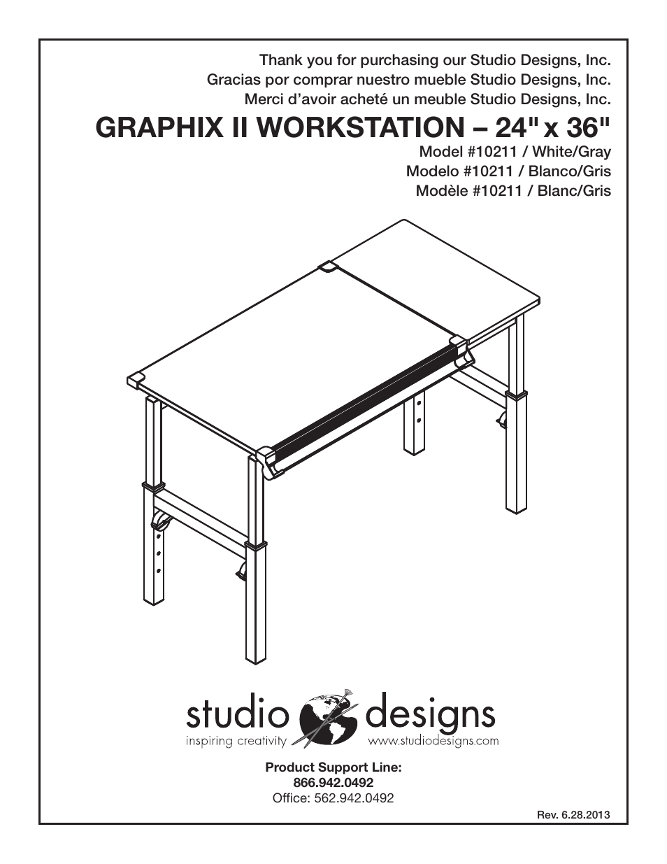 Studio Designs Graphix II Workstation – 24 x 36 inches User Manual | 10 pages